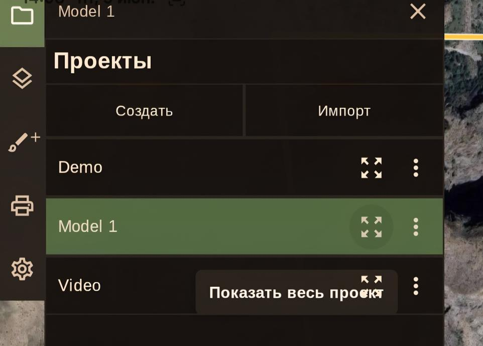Кнопка «Показать весь проект» в списке проектов.